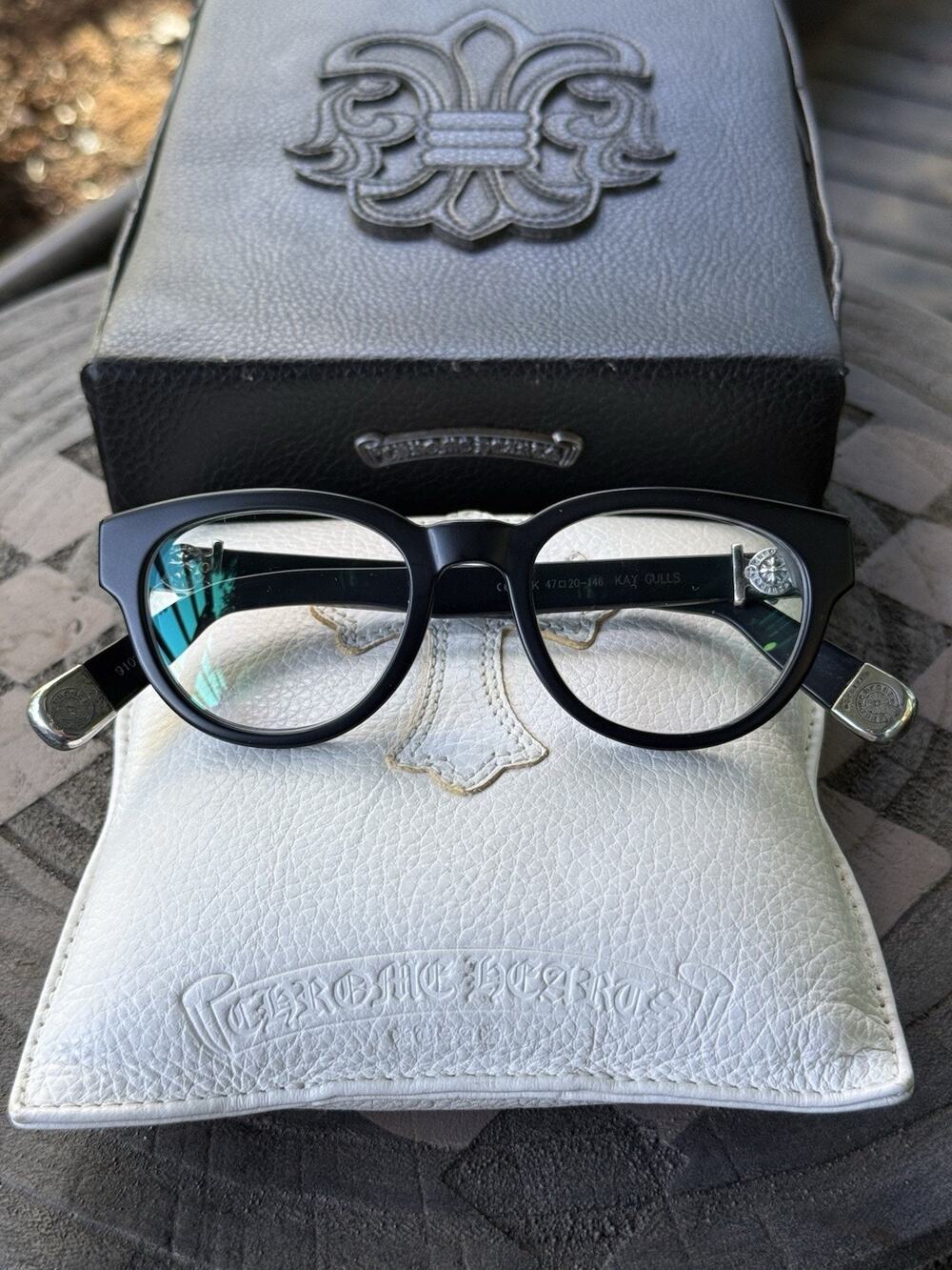 Chrome Hearts KAY GULLS MBK Eyeglasses Black Silver 47-20-146 9103/1200 Rare